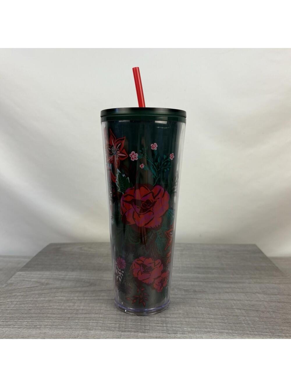 Starbucks Holiday 2022 Poinsettia Silicon Straw Topper Cold Cup Tumbler 24oz - Picture 6 of 10
